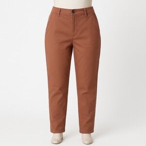 CURVE APPEAL Women's 10 30 Orange Rose Cotton Straight Leg Pants Minimalist Boho